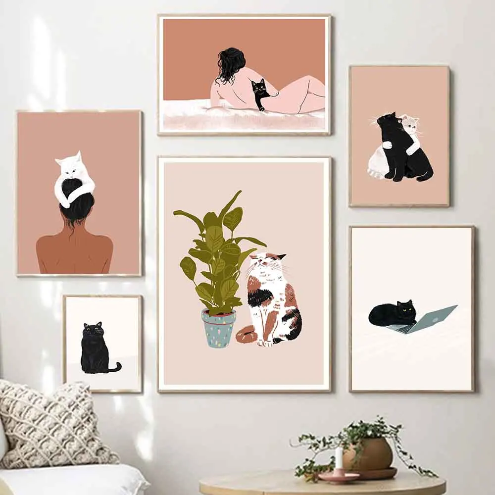 

Modern Posters The Black Cat Poster And Print Canvas Cuadros Modular Pictures Boho Idea Home Decoration Painting For Living Room