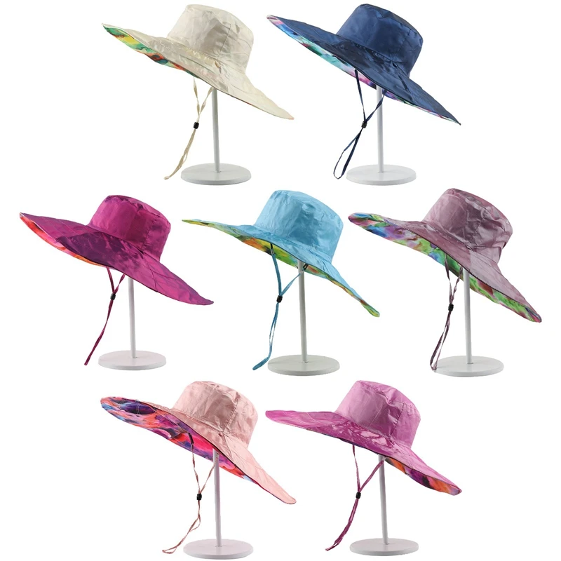 

UV Protect Hat Lady Summer Wide Along Bow Visor Sun Beach Hat Mujer Cap Colorful Sun Hats for Women