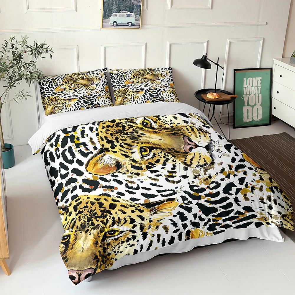 Дикое животное тигр пододеяльник набор животные покрывало для кровати кожи