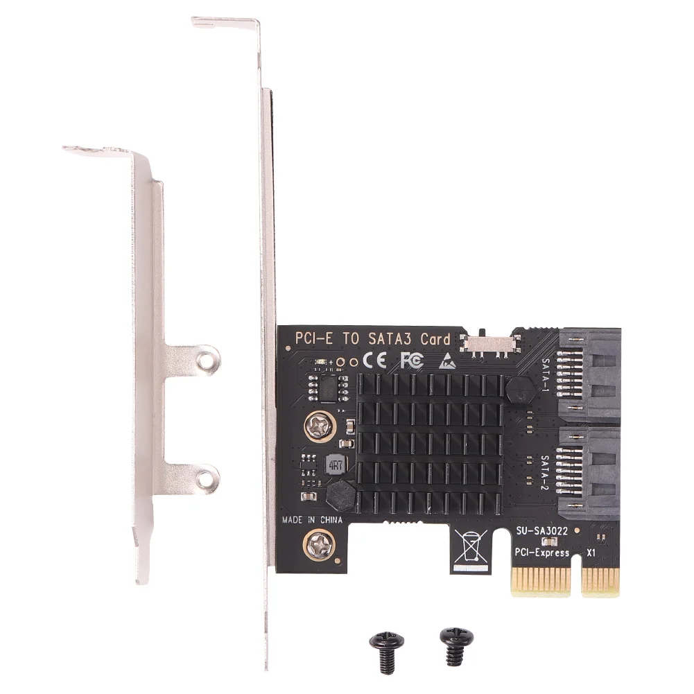 

PCI-E Expansion Card Desktop Computer PCI-E 1x to SATA3.0 2 Port Riser 6Gbps PCI Express Adapter Card