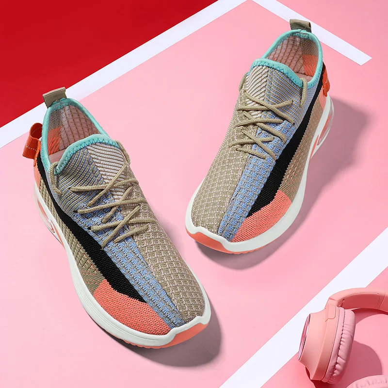 Flying Weave Women Sneakers Platform Sports Luxury Designer color match Breathable Mesh Casual Shoes lace up Running Shoe 2hb6 | Обувь