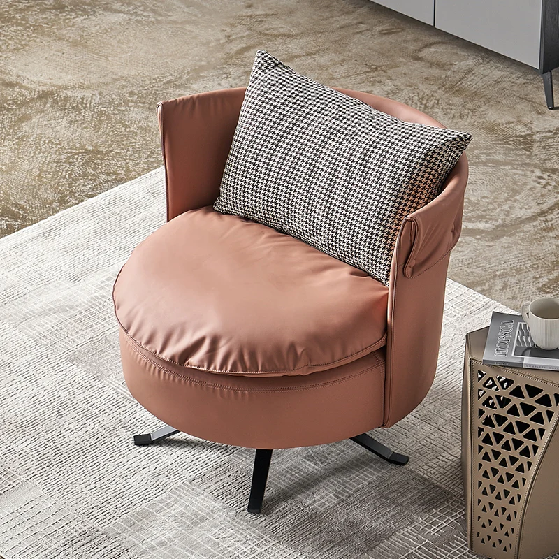 

zq Simple Single-Seat Sofa Chair Leather Rotating Nordic Art Small Apartment Living Room Chair Leisure Chair