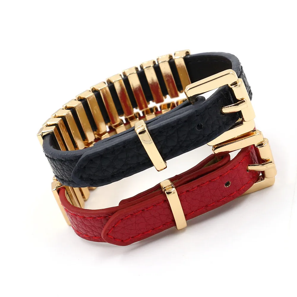 

TOTABC New Fashion Real Leather Bracelets For Women Jewelry Wholesale Bracelet Metal Punk Euramerican Bracelets Jewelry