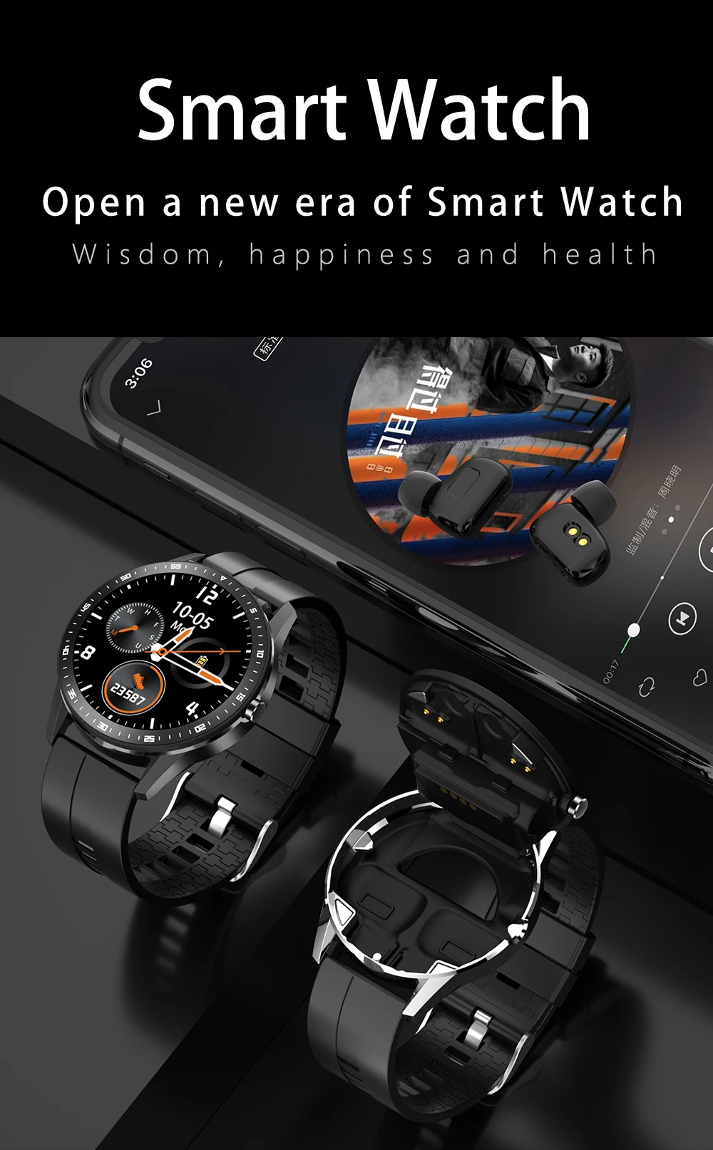 

2021 X6 Smart Watch TWS Bluetooth Earphone 2In1 Heart Rate Blood Pressure Monitor Sport Smartwatch Fitness Clock for Android IOS