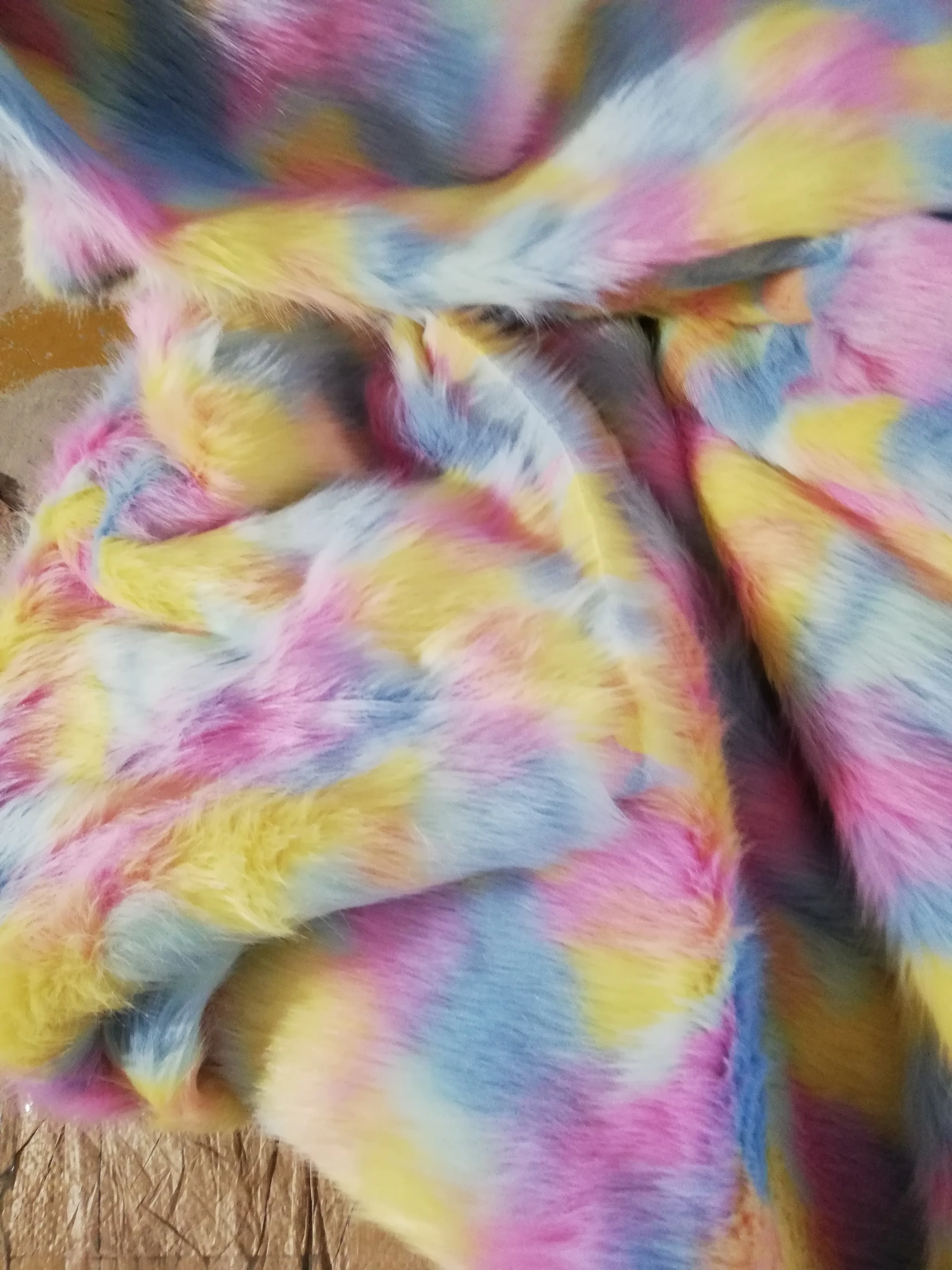 Жаккардовый плюшевый ворс из радужного лисьего меха 30 45 мм ткань искусственного