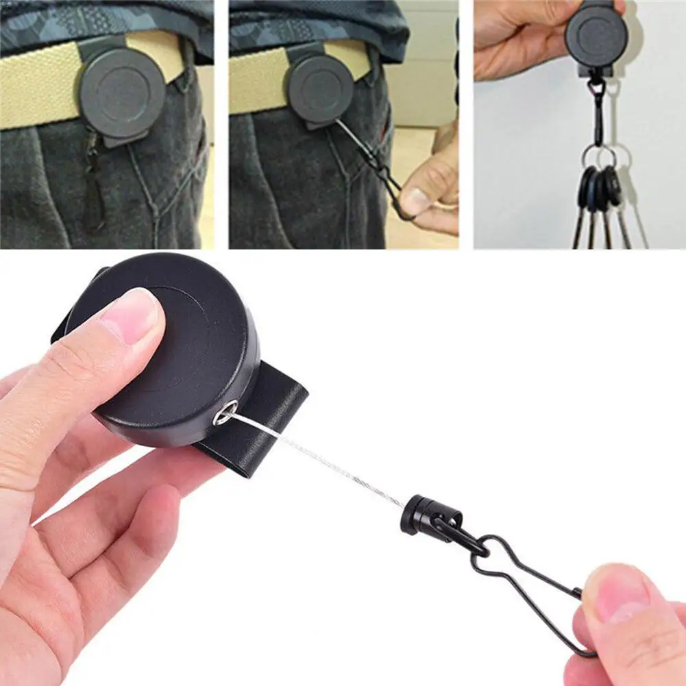 

6cm/2.36" Telescopic Steel Wire Rope Key Anti Lost Tool With Carabiner Secure Belt Buckle