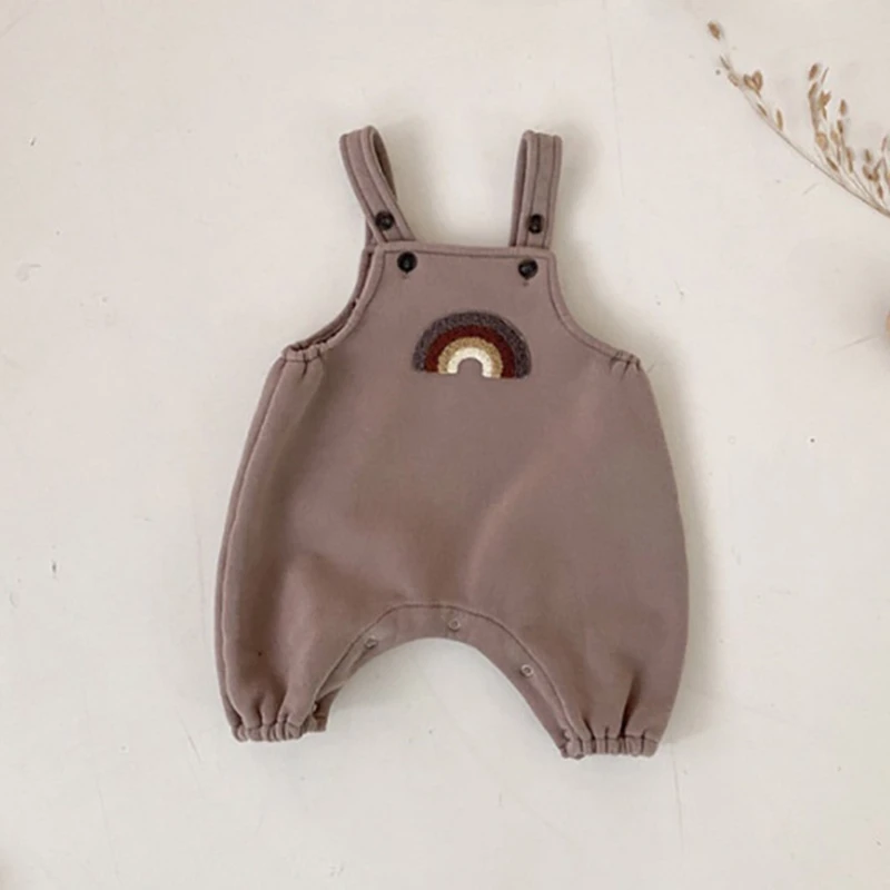 

Осенне-зимний комбинезон для новорожденных мальчиков и девочек с радужным принтом, Детские хлопковые комбинезоны без рукавов