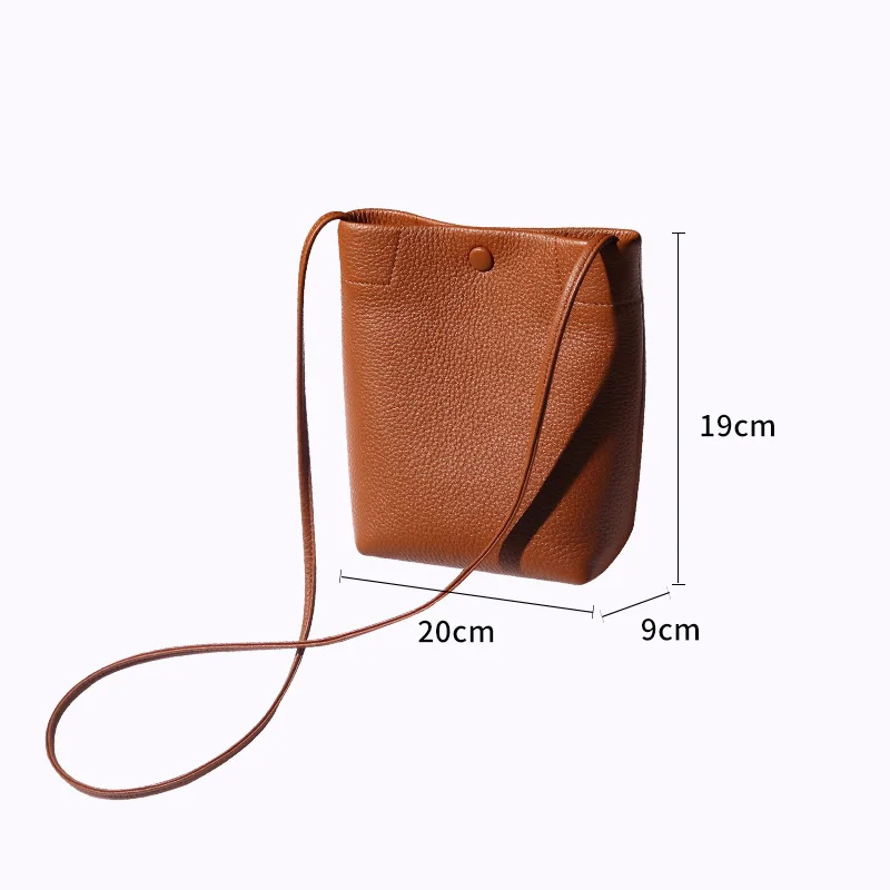 

Women's New Fashion Genuine Leather Concise Cute Bucket Bag Shoulder Bag Crossbody Bag Phone Bag Office Daily