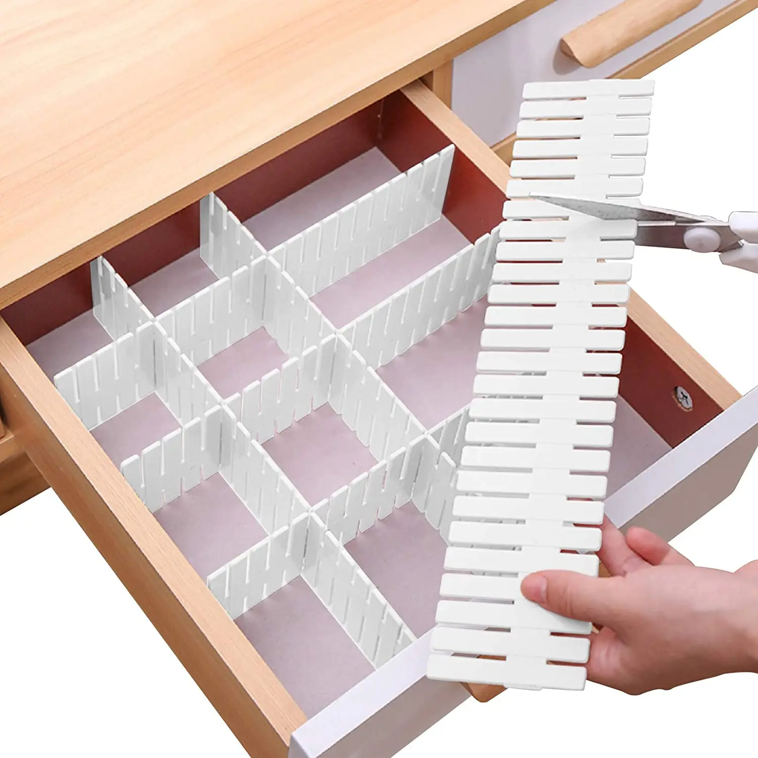 

2Pcs Adjustable Plastic Drawer Divider Storage Divider DIY Storage Rack Grid Adjustable Household Cosmetic Storage Organizer