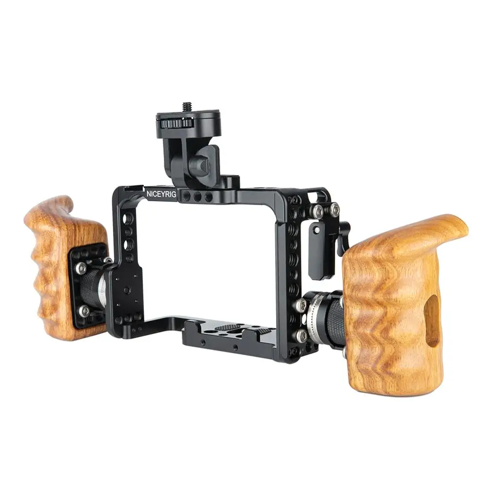Клетка для камеры NICEYRIG с деревянной ручкой ручной зажим HDMI кабеля SONY A7RIII A7SII A7II