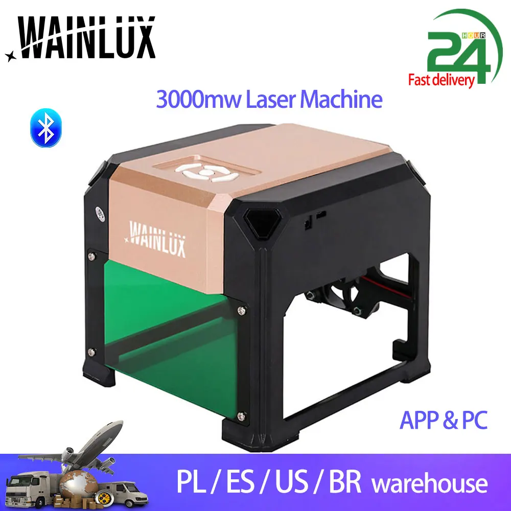 

WAINLUX Laser Engraver 3000mw Mini CNC Machine Desktop 3w CNC Carving Laser Engraving Machine DIY Printer Cutter Woodworking