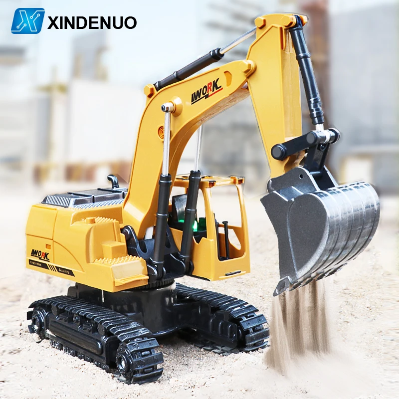 Cami&oacute;n excavadora con cubo de aleaci&oacute;n de 8 canales, Juguete Musical y ligero para ni&ntilde;os, coche controlado por Radio giratorio de 360 &deg;, tamiya-0