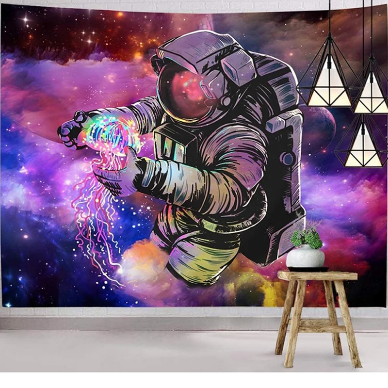 

Starry Sky Astronaut Tapestry Bohemian Mandala Wall Mural Hanging Cloth Art Decor Bedroom Bedside Background Wall Decoration