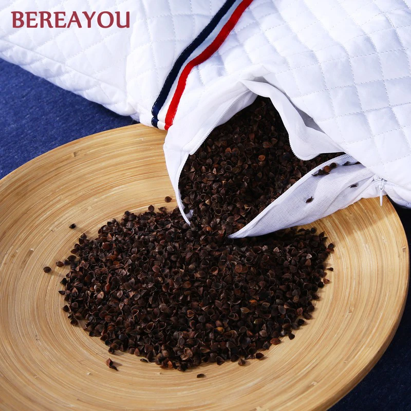 Спальные подушки гречневый хлопок Уход за шею Белая Подушка с наволочкой отель