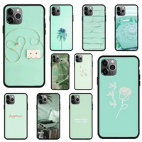 mint green aesthetics phone case for iphone case 5 5s se 6 6s 7 8 11 12 x xs xr pro plus max mini cover