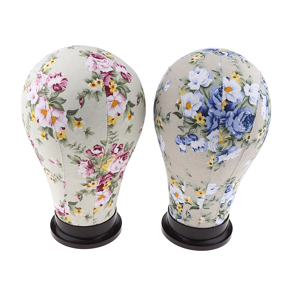 2Pcs Canvas Block Mannequin Head Model Wig Hair Display Stand Flower Style | Шиньоны и парики