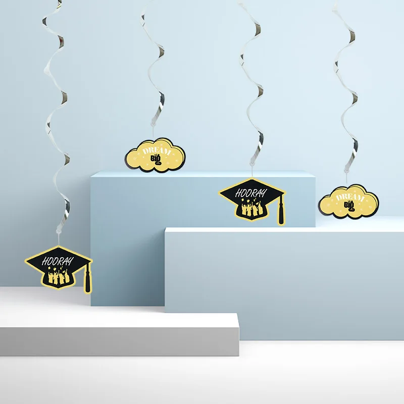 

1 Set Congrats Grad Way to go Grad Bachelor Cap Hanging Decoration Ceiling Hanging Swirl for Celebrate Graduation Party Supplies