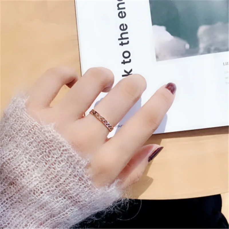 YUN RUO Hellow Out Heart Ring Rose Gold Fashion 316 L Titanium Steel Jewelry Birthday Gift Woman Man Never Fade Drop Shipping | Украшения и