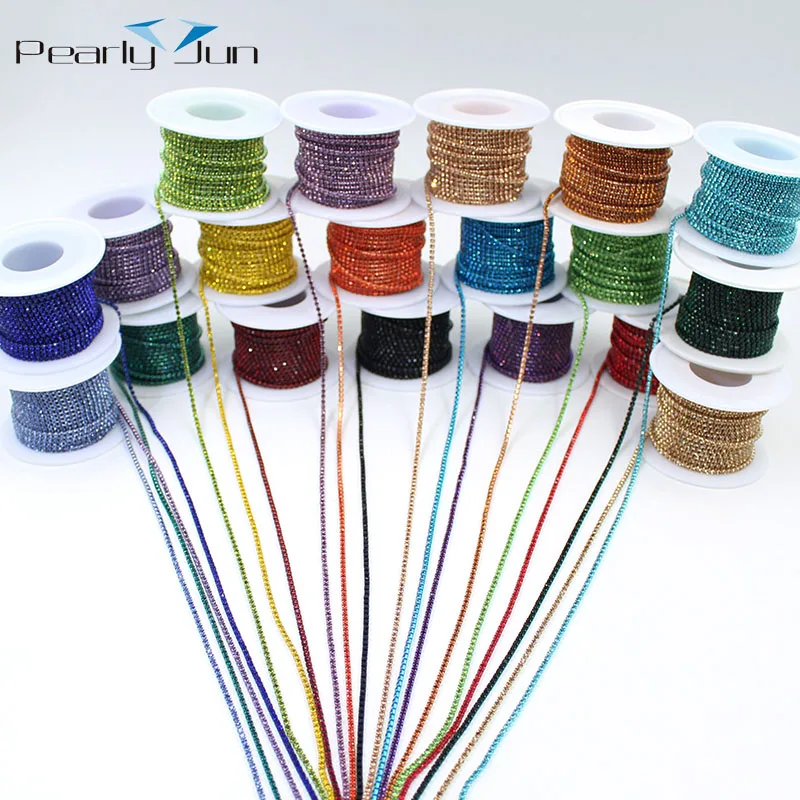 10 ярдов, 2 мм, Высококачественная Алмазная цепь, 19 цветов