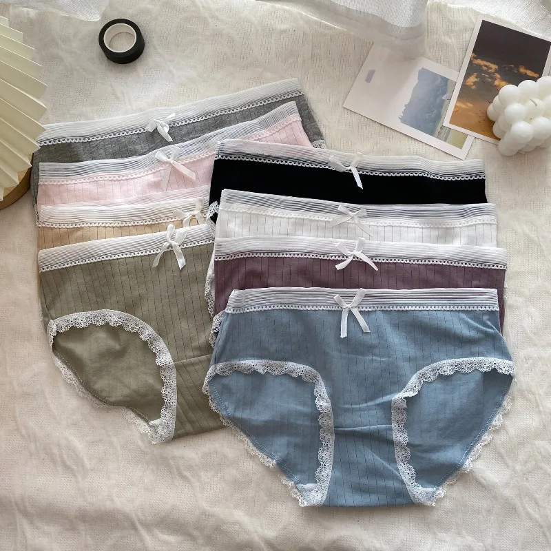 Женское нижнее белье хлопковые антибактериальные Симпатичные бесшовные брифы