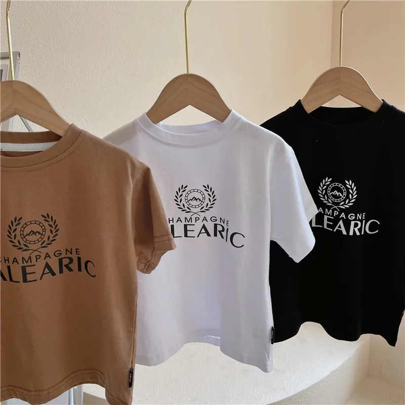 

Children's T-shirt 2021 Summer New Baby Boys and Girls Printed Letter Short Sleeve T Shirt Baby Korean O-Neck T-shirt 2-8 Years