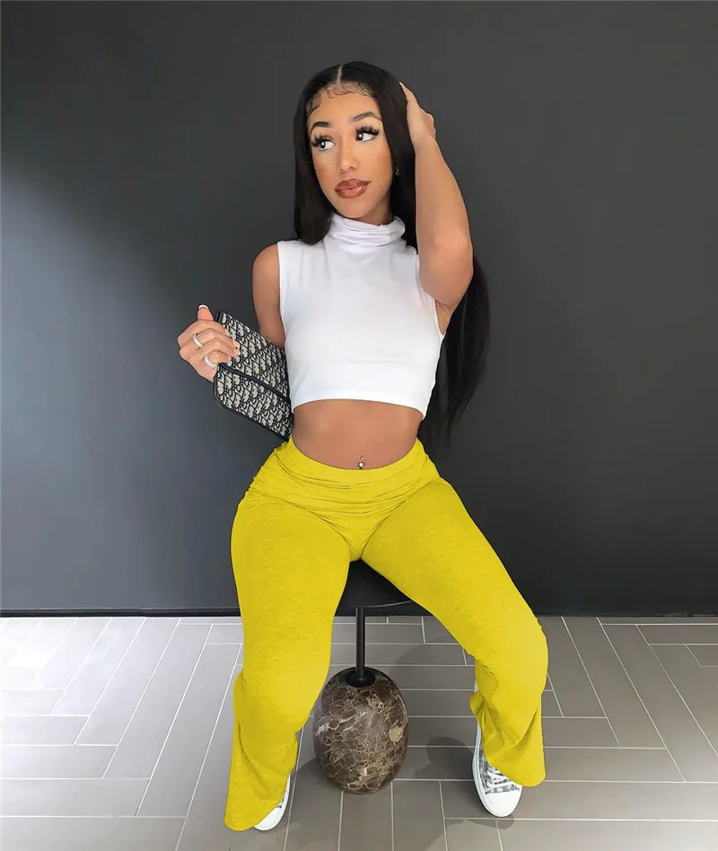 

Echoine Skinny Bodycon Flare Pants Women Sexy Bodycon Fitness Split Trousers High Waist Legging Pants Summer Streetwear Trousers