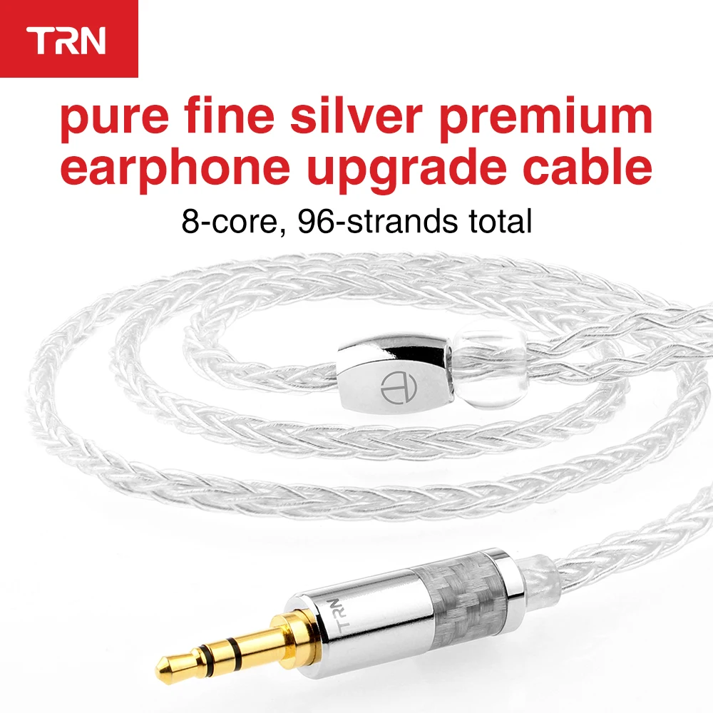 

TRN T3 8 Core Pure Silver Cable 2.5/3.5MM With MMCX/2PIN Connector Upgraded Cable For TRN V90 V80 KZZS10 AS10 CCA C16 BLON BL-03