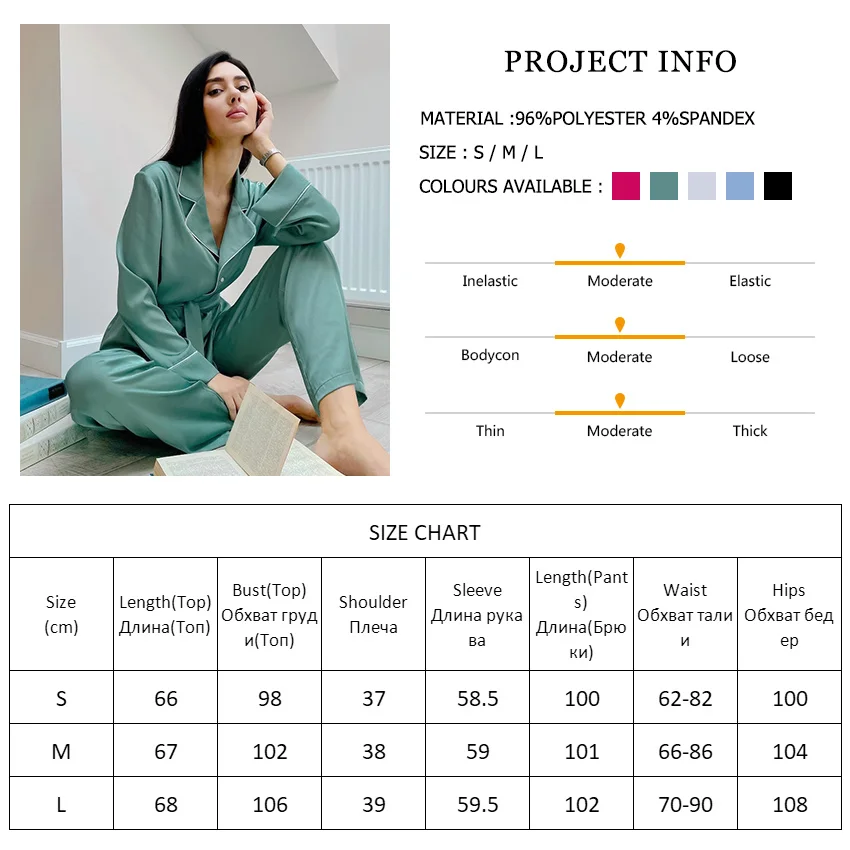 

Turn Down Collar Trouser Suits Silk Pajamas For Women Sleepwear Elegant Home Pajama Sets Womens Outfits Satin Nightgowns