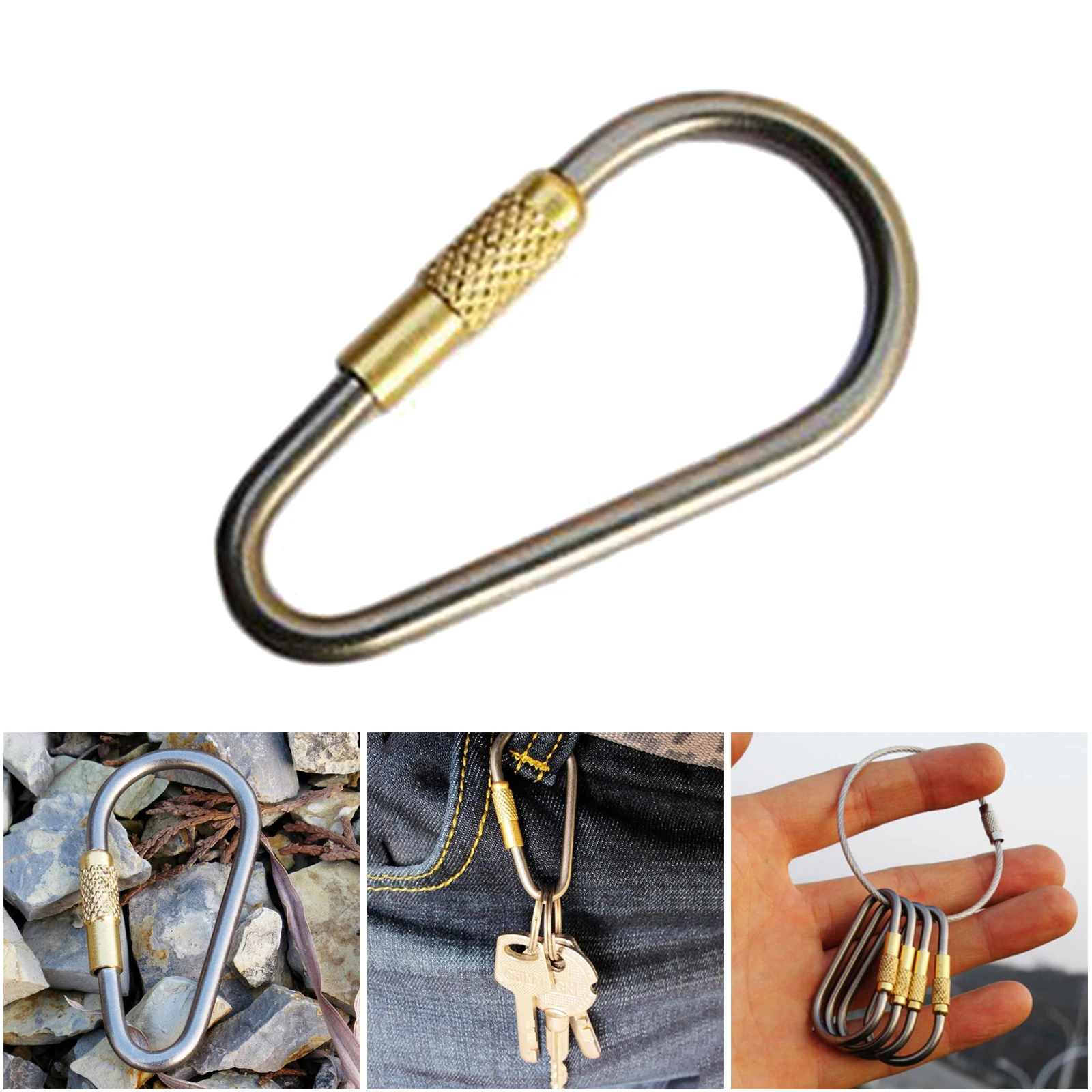 

Screw Locking Carabiner Clips Small Titanium Alloy D-Ring Hooks, Dog Leads,