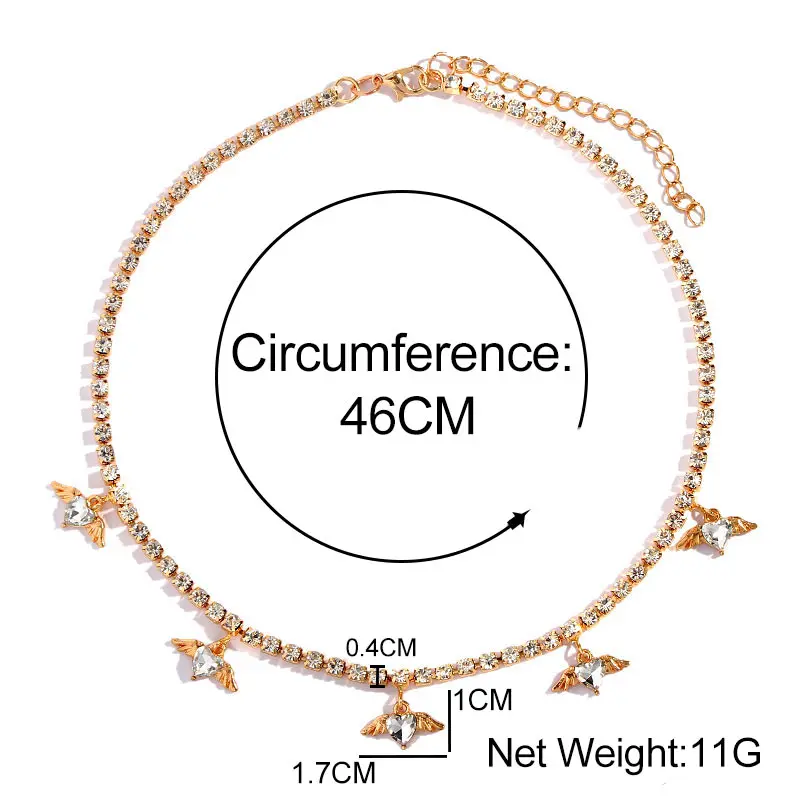 JJFOUCS трендовая Новинка кулон с блестящим кристаллом в форме сердца и крыльев