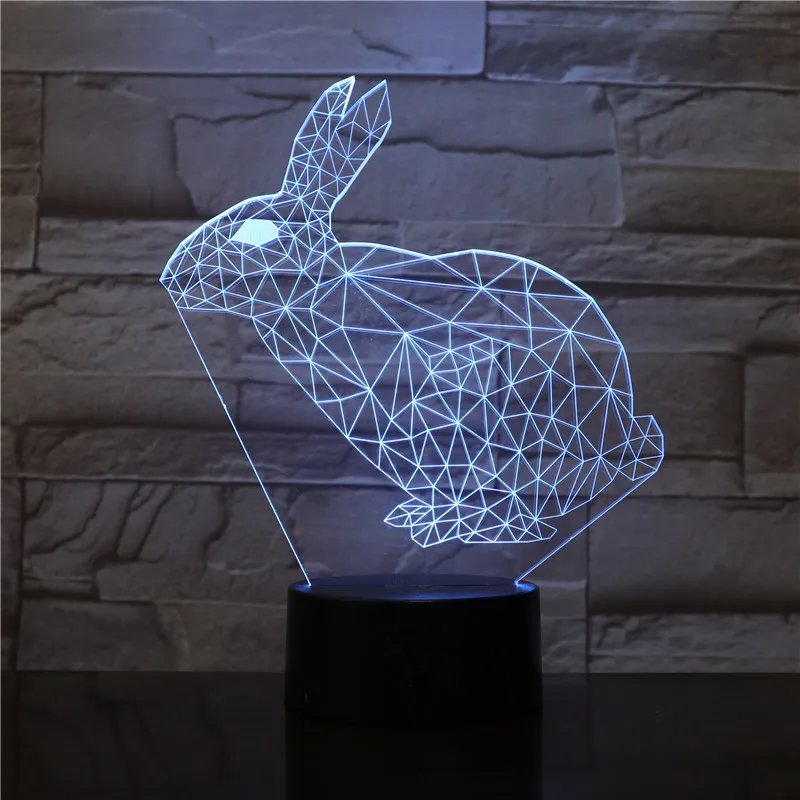 

Cute Animal Rabbit 3D LED Night Light with Touch / Remote Control Kids Sleeping Toy 3D-3211