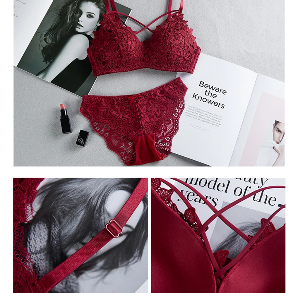 

2Pcs Women Underwear Bra Intimates Brassiere Underwear Lingerie Lace Bralette