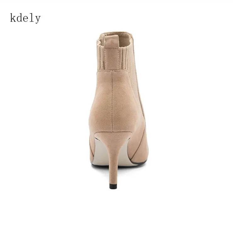 Botas de calcetín Punto 8 cm Stiletto tacones altos botas tobillo para mujer invierno piel Talla grande 34-40 | Обувь