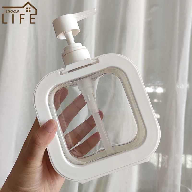 

500ML Press Type Liquid Dispenser Empty Travel Shampoo Body Wash Plastic Bottle Large-capacity Shower Gel Container for Bathroom