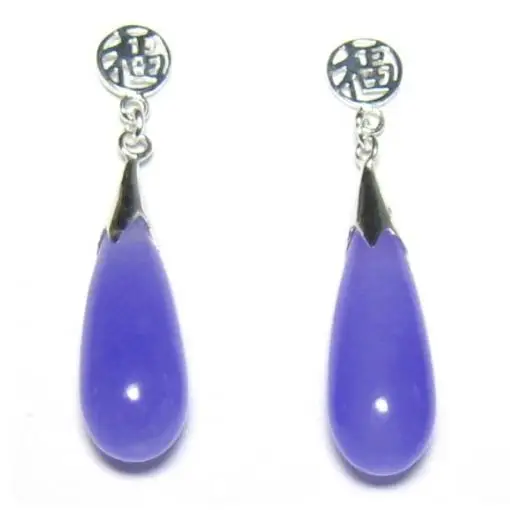 

New Favorite Pearl Store Genuine Lavender Jade 925 Silver Good Fortune Post Drop Earrings Fine Jewelry Charming Women Girl Gift