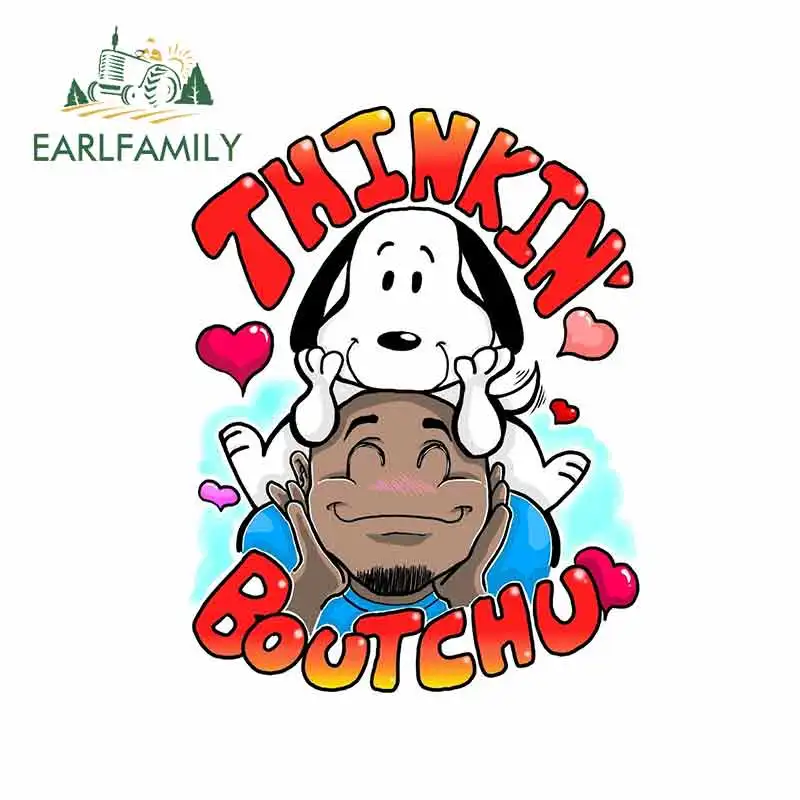 EARLFAMILY 13 см x 9 для Snoopy Thinkin Boutchu забавные автомобильные наклейки VAN RV виниловая