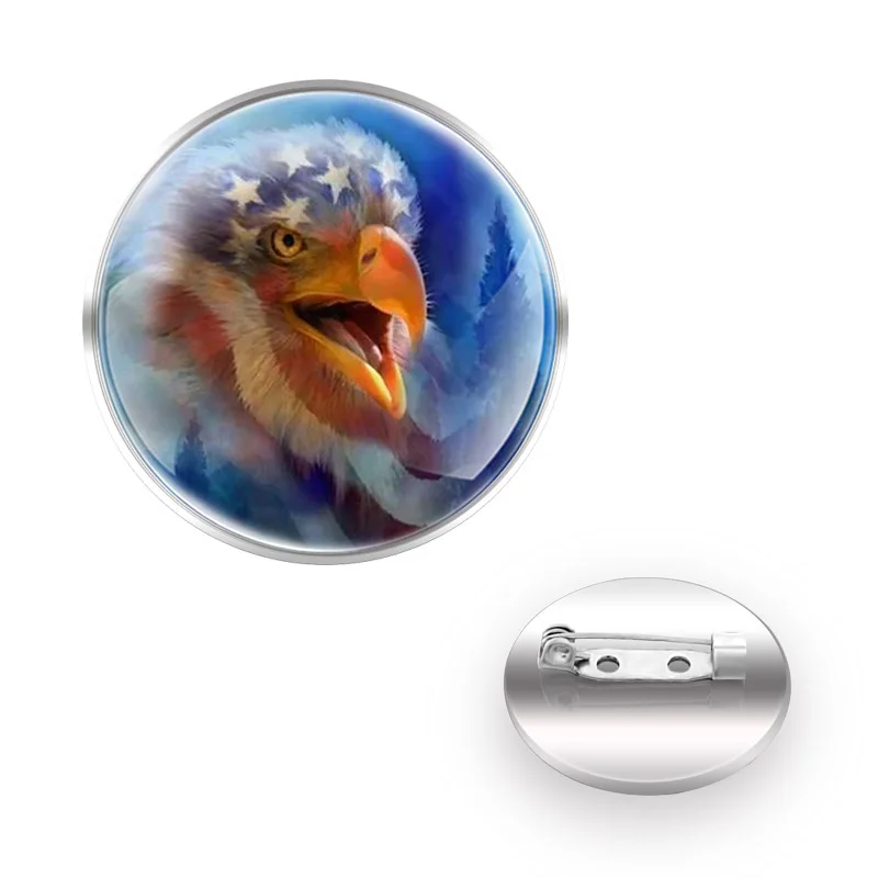 Классическая круглая выпуклая брошь с американским флагом и орлом украшение для