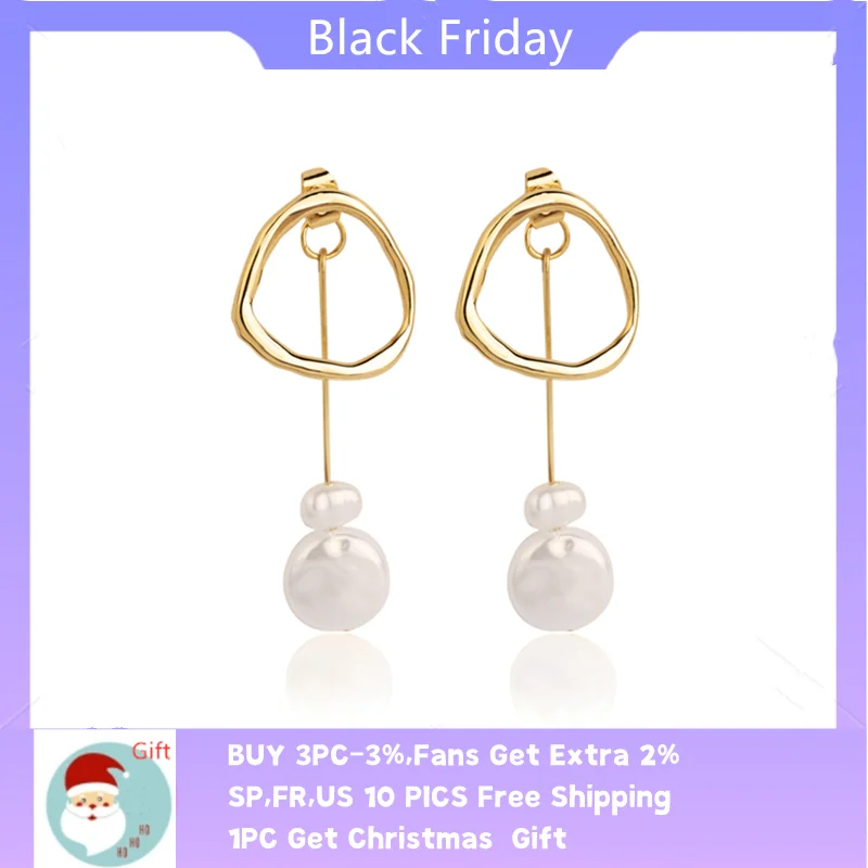 

10 Style Luxury Temperament Pearl Earrings For Woman Hoop Piercing Goth Retro Hanging Baroque Irregular Pearl Earrings Sale!