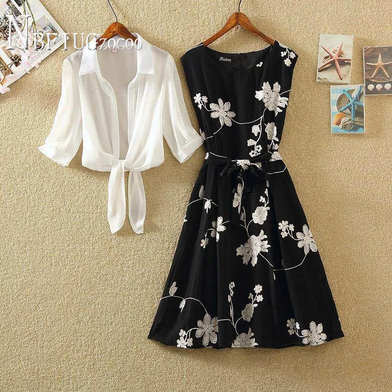 Платье без рукавов с поясом и пальто лацканами женские комплекты милые