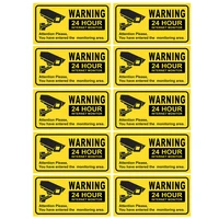 10pcs waterproof video camera surveillance security stickers decals warning alarm signs for home office school shop