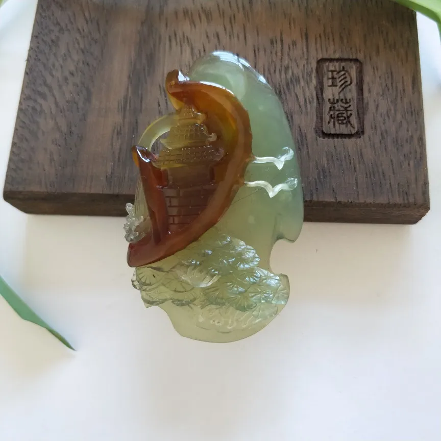 

Natural 7A xiuyu jade A Hand-Carved jade landscape unique jade pendant gift jade pendant jade necklace pendants jewelry