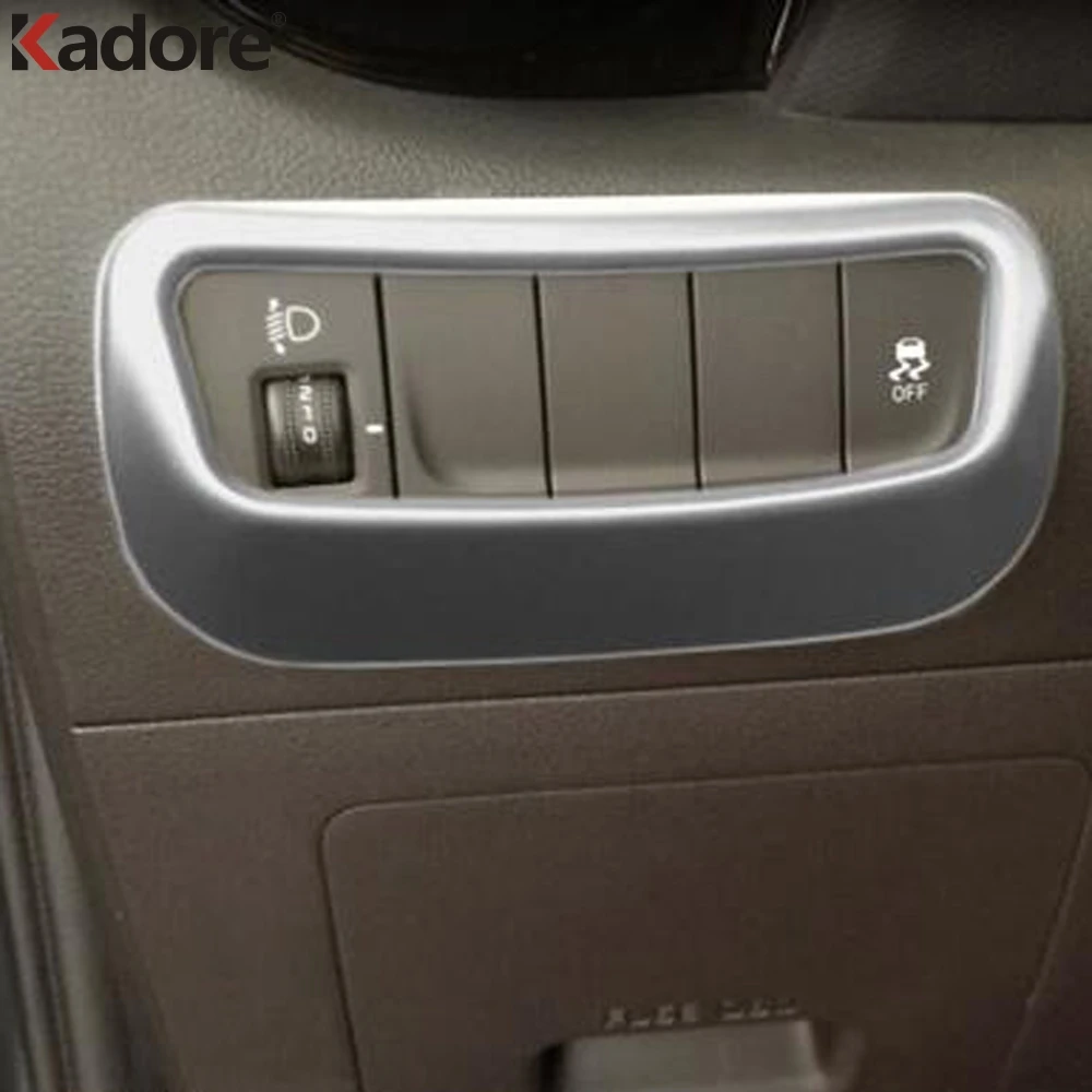 Для hyundai Kona Encino Kauai SUV 2017 2020 ABS матовая Кнопка регулировки передней фары рамка