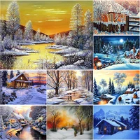 new 5d diy snow house diamond painting snow scene diamond embroidery cross stitch full square round drill manual gift home decor