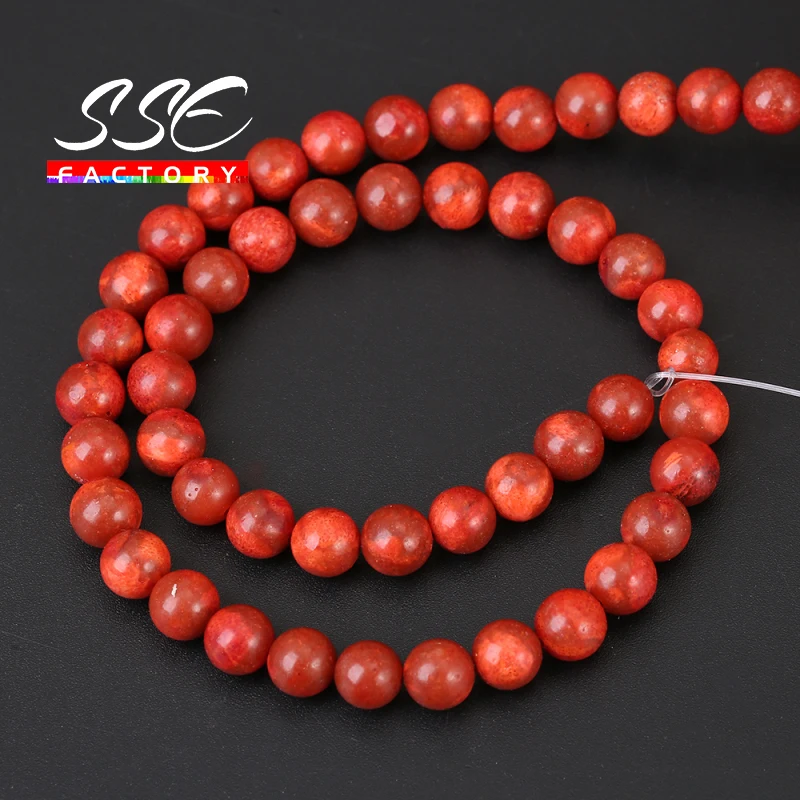 

Wholesale Natural Red Coral Beads Round Loose Stone Beads 6/8/10/12mm For Jewelry Making DIY Earrings Bracelets Accessories 15"
