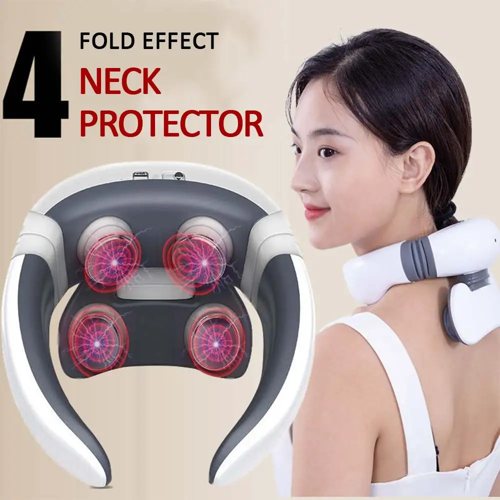 4 Modes 9 Gears Electric Neck Massager Remote Control Shoulder Relax Cervical Spine Pain Relief Tool Health Care Protector | Красота и