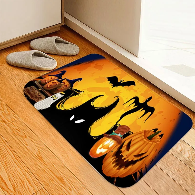 3D Хэллоуин Смешной коврик для входной двери Противоскользящий замок тыквы