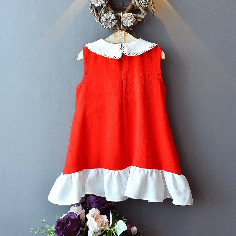 

Girl Dress Summer New Children's Dress Turn-down Collar Sleeveless Vest Skirt Children Princess Dress Kids Clothes 2T 3T 4T 5 6