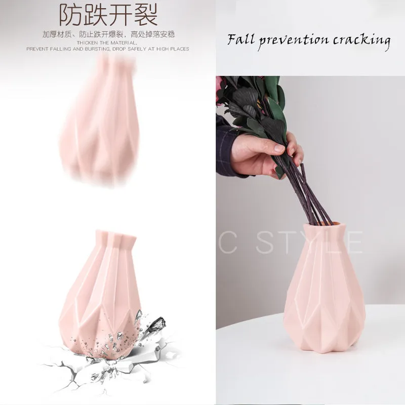 

Flower Vase Decoration Home Plastic Vase White Imitation Ceramic Flower Pot Flower Basket Nordic Decoration Vases for Flowers
