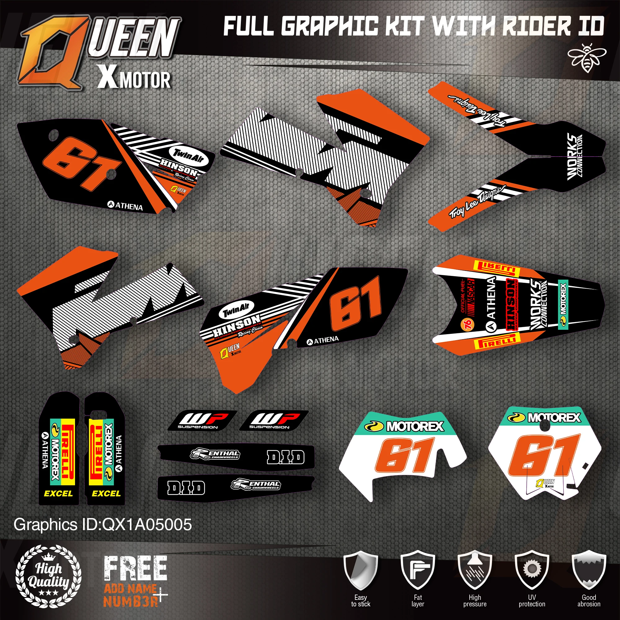QUEEN X MOTOR Custom Team графические наклейки Набор наклеек для KTM 2005 2006 SX SXF 2007 EXC Φ 005 |