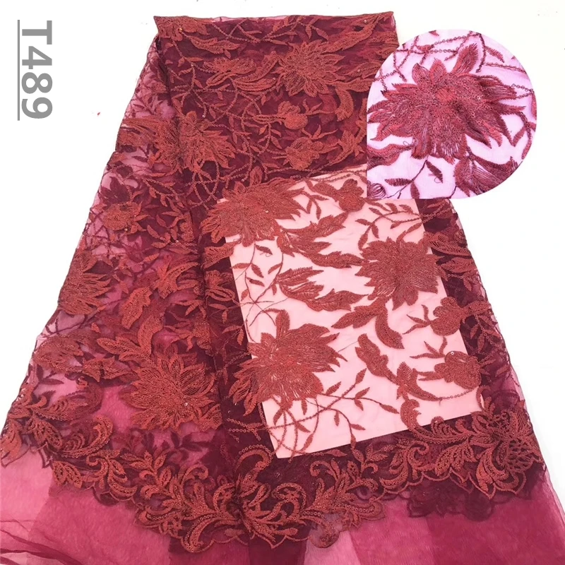 Вино 2019 новый стиль Французский Чистая кружевная ткань 3D цветок африканский тюль